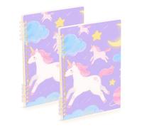Amooorous Taccuino a spirale a righe larghe con unicorni bianchi formato A5, 21,1 x 14,5 cm, copertina rigida, 60 fogli per diario e lista delle cose da fare, confezione da 2