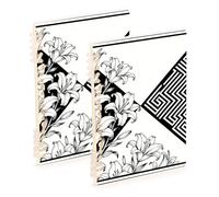Amooorous Taccuino formato A5 alla moda nero e fiore astratto modello notebook a righe larghe 21,1 x 14,5 cm, copertina rigida soggetto a spirale notebook largo 60 fogli per scuola e ufficio