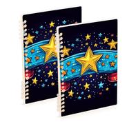 Amooorous Taccuino formato A5 con nastro colorato Star 4 luglio Giorno dell'Indipendenza largo 21,1 x 14,5 cm, copertina rigida, 60 fogli per viaggi e scrittura, confezione da 2