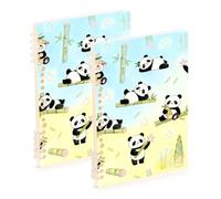 Amooorous Taccuino formato A5 divertente panda e bambù 21,1 x 14,5 cm, robusto quaderno per argomenti universitari a righe 60 fogli per planner e affari, confezione da 2