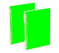 Amooorous Taccuino formato A5 verde fluorescente tinta unita 21,1 x 14,5 cm, robusto quaderno a spirale a righe college 60 fogli per diario e lista delle cose da fare, confezione da 2