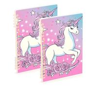 Amooorous Taccuino magico con unicorni sognanti formato A5 a righe larghe 21,1 x 14,5 cm, resistente all'usura, a righe, 60 fogli per diario e lista delle cose da fare, confezione da 2