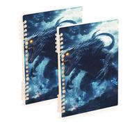 Amooorous Taccuino rilegato con mostri blu Cool Fire formato A5, 21,1 x 14,5 cm, resistente all'usura, a righe, 60 fogli per diario e lista delle cose da fare, confezione da 2