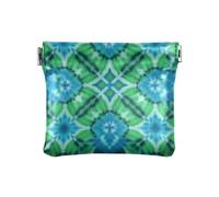 Amooorous Teal Tie-dye, portamonete da donna, in pelle, impermeabile, mini portamonete, Tie-dye verde acqua, 1 size