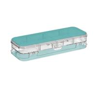 Amooorous Teal tinta unita puro blu pianura progettato scatola di matita di plastica trasparente doppio ponte Penscases per cancelleria con coperchio a scatto