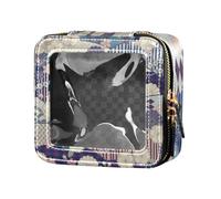 Amooorous Tradizionale blu giapponese Ukiyo-e Flower Clear Makeup Bags Beauty Bag con cerniera Borse cosmetici Organizer per Viaggi, Tradizionale blu giapponese Ukiyo-e Fiore, 1 size