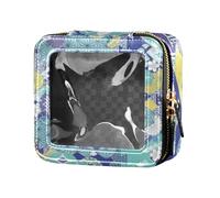 Amooorous Tradizionale borsa per il trucco verde giapponese Ukiyo-e fiore trasparente, piccola borsa da toilette con cerniera organizer per viaggi, Tradizionale verde giapponese Ukiyo-e Fiore, 1 size