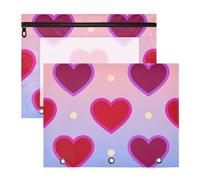 Amooorous Trousse per cosmetici con finestra trasparente, portapenne, per lettere A4, confezione da 2 pezzi, per insegnanti, classe insegnante, cuore sfumato colorato, pois bianchi fluo