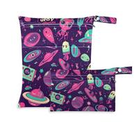 Amooorous Ufo Aliens Rockets - Borsa impermeabile impermeabile a prova di disordine, confezione da 2 pezzi essenziali da viaggio per volare con manici per asilo nido, viaggio