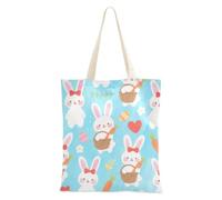 Amooorous Un Carino Cartone Animato Bianco Coniglio Tote Bag Con Tasche con Manici Insegnante Tote Bag Canvas Grocery Tote Tote per Le Donne Lavoro Bolsa de lona