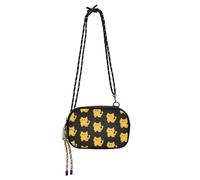 Amooorous Un simpatico cartone animato giallo pixel gatto nero borse a tracolla per le donne moda con slot per carte di credito Casual Phone Chest Bag Walk the dog bolso para mujer