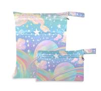 Amooorous Una borsa da bagno lavabile con cielo arcobaleno pastello confezione da 2 borse per pannolini oggetti essenziali con manico per spiaggia e bagno