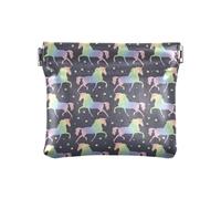 Amooorous unicorni Neon Cartoon carino donna portamonete in pelle sacchetti portamonete portatile per ragazze signore borsa, unicorni neon cartone animato carino, 1 size