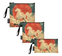Amooorous Unicorns Ukiyo-e Style - Confezione da 3 sacchetti riutilizzabili per snack e sandwich, impermeabili, per lavoro, ufficio, viaggi, picnic