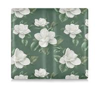 Amooorous Unique Gardenia - Porta documenti in pelle di alta qualità, per libretto di registrazione e assicurazione auto, motivo floreale, colore: verde e bianco, Fiore Gardenia unico Verde e bianco,