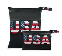 Amooorous Usa Independence, borsa per la biancheria lavabile, confezione da 2 pezzi, articoli essenziali con manici per fare il bagno, fare il bagno