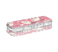 Amooorous Valentine Owls Lovely Peach Progettato Clear Pencil Box Plastic Double Deck Pastello Contenitori per bambini con coperchio