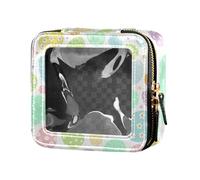 Amooorous Vector colorato uova di Pasqua felici borse trucco trasparente borsa da toilette con cerniera organizzatore cosmetico caso per le donne, Uova Di Pasqua Felice Colorate Vettori, 1 size