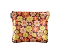 Amooorous Vectorss Retro Vintage Bella Gold FlowersWomen's PU Leather Coin Purse Comodo Mini Makeup Bag per Ragazze Signore Borsa, vettori retrò vintage bellissimi fiori d'oro, 1 size