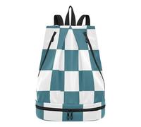 Amooorous Verde e Bianco Americano Plaid Coulisse Stringa Borse Robusto Nuoto Coulisse Zaino con Scomparti Wet Dry Mochilas para adolescenti