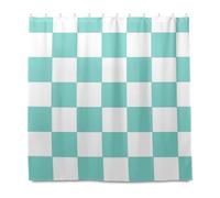 Amooorous Verde e Bianco Americano Plaid Decorativo Idrorepellente Materiale Set Con Tenda Da Doccia con Gancio Panno In Poliestere Lavabile Grande Tenda Da Doccia Fodera per Bagno Cortina de tela