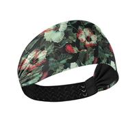 Amooorous Vintage Fiori Rossi e Verdi Traspirante Donne Fasce Elastiche Sudato Fasce per Allenamenti Pallavolo Uso quotidiano vinchas para el cabello de mujer