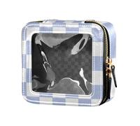 Amooorous Viola e Bianco American Plaid Impermeabile Trasparente Makeup Bag Borse da Viaggio per Articoli da toeletta Organizzatore di Trucco per Viaggio, Plaid americano viola e bianco, 1 size
