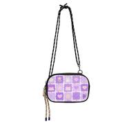 Amooorous Viola Fiore Torta Griglia Piccola Crossbody Borsa Uomini Bellezza con Slot per Carte di Credito Casuale Telefono Borsa Petto Fai una passeggiata bolsos de marca para mujer