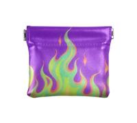 Amooorous Viola Fluorescente Fiamma Fredda Donne Uomini Portamonete In Pelle Portamonete Portatile Mini Borse Portamonete per Le, Viola fluorescente Cool Flame, 1 size