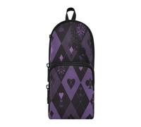 Amooorous Viola Gorgeous Poker Nylon 3 Scomparti Grande Matita Borsa Per Ragazze Studio & Multifunzionale Grande Astuccio Con Cerniera Organizzatore di Cancelleria per Ragazzi Elementare 1600ml