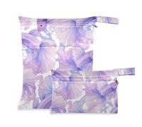 Amooorous Viola Romantico distintivo sacchetto vestiti con cerniera 2 Pack essenziale da viaggio per volare con maniglie per fare il bagno, il bagno