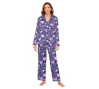 Amooorous Viola San Valentino Romantico Amore Ospedale Abiti per Consegna di Lavoro Classico Button Down Polsino Piuma Set Pigiama di Seta Matrimonio Slumber Party M conjuntos de 2 piezas para Mujer