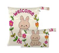 Amooorous Welcome Home - Borsa da bagno bagnata riutilizzabile a forma di coniglio, confezione da 2 pezzi, con manici per spiaggia, bagno
