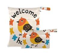 Amooorous Welcome Home Cute Cartoon Bird borsa impermeabile con cerniera confezione da 2 pezzi essenziali da viaggio per bambini con manici per yoga e viaggio