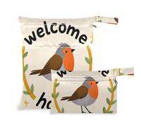 Amooorous Welcome Home Cute Cartoon Bird borsa riutilizzabile per viaggiare Confezione da 2 elementi essenziali da viaggio per bambini con manici per spiaggia, yoga