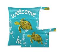 Amooorous Welcome Home Cute Cartoon Turtle borsa lavabile per viaggio confezione da 2 elementi essenziali da viaggio per bambini con manici per asilo nido, pannolini per bambini