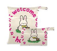 Amooorous Welcome Home - Set di 2 borse per costume da bagno riutilizzabili a forma di coniglio, con manici, per piscina e spiaggia