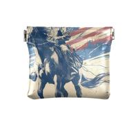 Amooorous Western Cowboy 4 di luglio Giorno dell'Indipendenza delle donne PU Leather portamonete conveniente borse cosmetiche per la borsa per le donne, western cowboy 4 luglio Giorno
