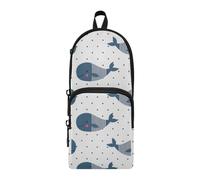 Amooorous Whale Cartoon Blue Fish Nylon 3 Scomparti Matite Astuccio Scuola Multiuso ed Estetico Astuccio per la Scuola Scuola Cancelleria per Uomini High School 1600ml