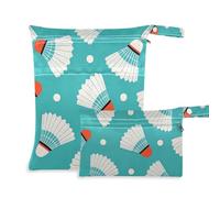 Amooorous White Energy Badminton borse impermeabili lavabili 2 Pack Wet Bag per costume da bagno con manici per pannolini per bambini, spiaggia