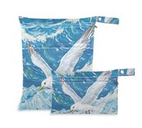 Amooorous White Gull Flying over Sea borse con cerniera per bagnato, confezione da 2 pezzi essenziali da viaggio per bambini, con manici per asilo nido, palestra