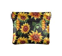 Amooorous Wildflower - Portamonete da donna in pelle con motivo floreale e girasole dorato con motivo ad acquerello, borsa per il trucco per donne, ragazzi e ragazze, Fiore selvatico oro Girasole