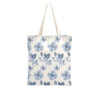 Amooorous William Morris Style Cat Paw Baby Blue Womens Canvas Tote Bag con manici Tote Bag con tasche Borsa da spiaggia in tela per le donne Lavoro Bolsa de lona