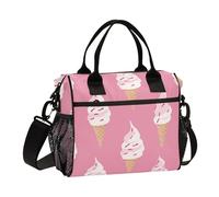 Amooorous Yummy Ice Cream Peach Lunch Bag Isolato Impermeabile Donna Borse Pranzo con Tracolla Uomini Borsa Pranzo per Lavoro Adolescenti asilo