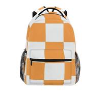 Amooorous Zaini plaid americani arancioni e bianchi per bambini ragazzi con grande borsa per libri per donne mochila para ni? os, plaid americano arancione e bianco, S, Plaid americano arancione e