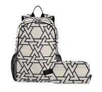 Amooorous Zaino a quadri marrone e nero e borsa per il pranzo Set per ragazze adolescenti zaino scolastico con borsa per il pranzo borse da scuola per ragazzi 7-10, Plaid marrone e nero