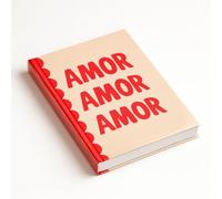 AMOR AMOR AMOR: Libro decorativo rosa de tapa dura con diseño de borde ondulado