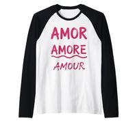 Amor Amore Amour Rosa Minimal Maglia con Maniche Raglan