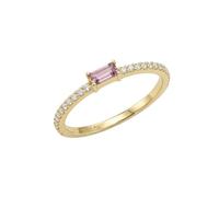amor - Anello da Donna in Argento 925 - Placcato Oro/Dorato - con Zircone - Design Baguette - AMR-R0006