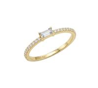amor - Anello da Donna in Argento 925 - Placcato Oro/Dorato - con Zircone - Design Baguette - AMR-R0010